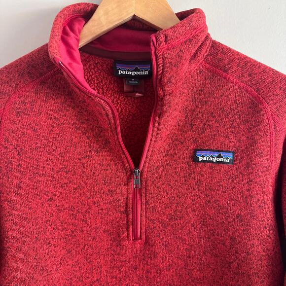 Patagonia Women's Red Better Sweater 1/4 Zip Pullover Fleece Jacket Size M - Picture 2 of 6